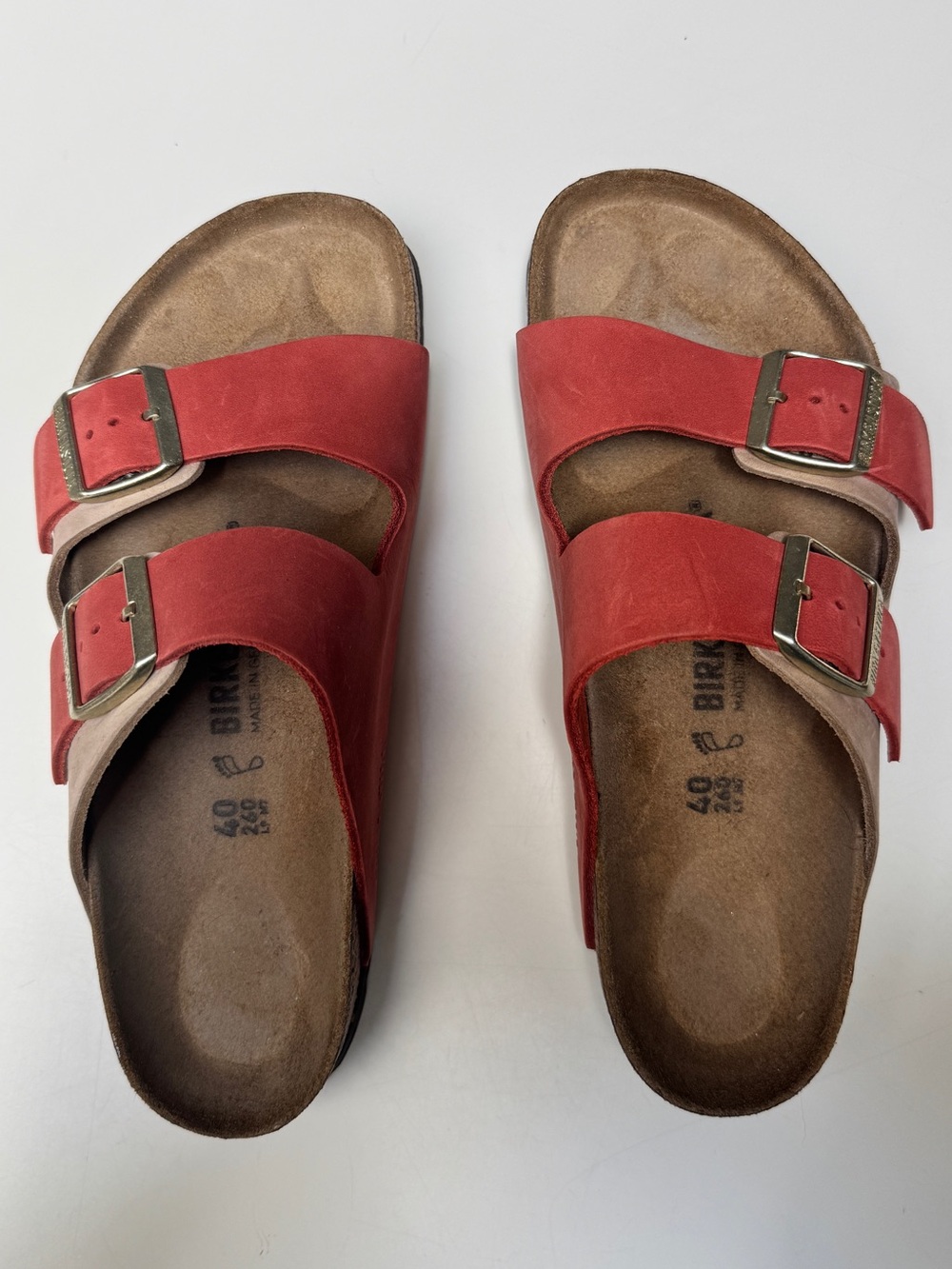 Birkenstock Arizona Split Suede Sandals Coral Red Taupe EU 40 / US 9 Regular Fit